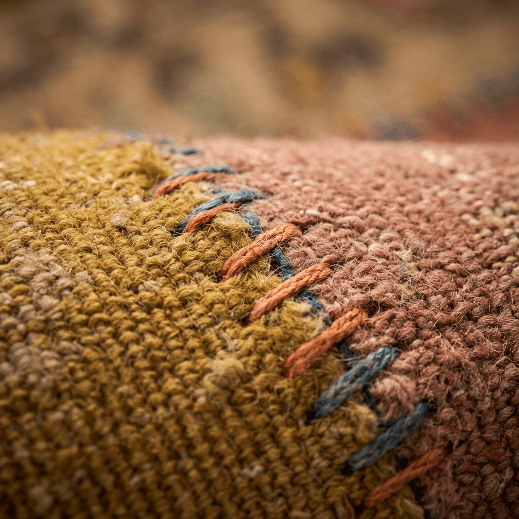 Patchwork vloerkleed met kleurrijke vintage stukken